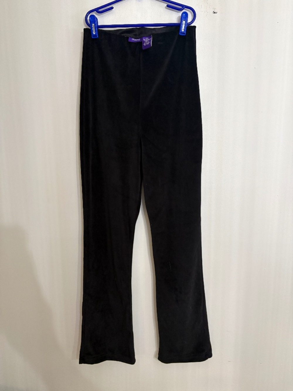 Vintage 1990s RESOURCE Black Velor-Feel material Flared Pants - Size S